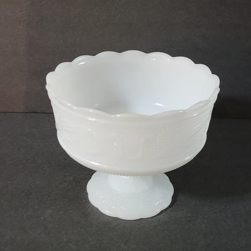Vintage EO Brody Milk Glass Compote